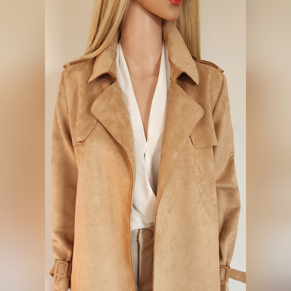 FOREVER 21 TRENCH COAT SUEDE MEDIUM - Picture 3 of 13